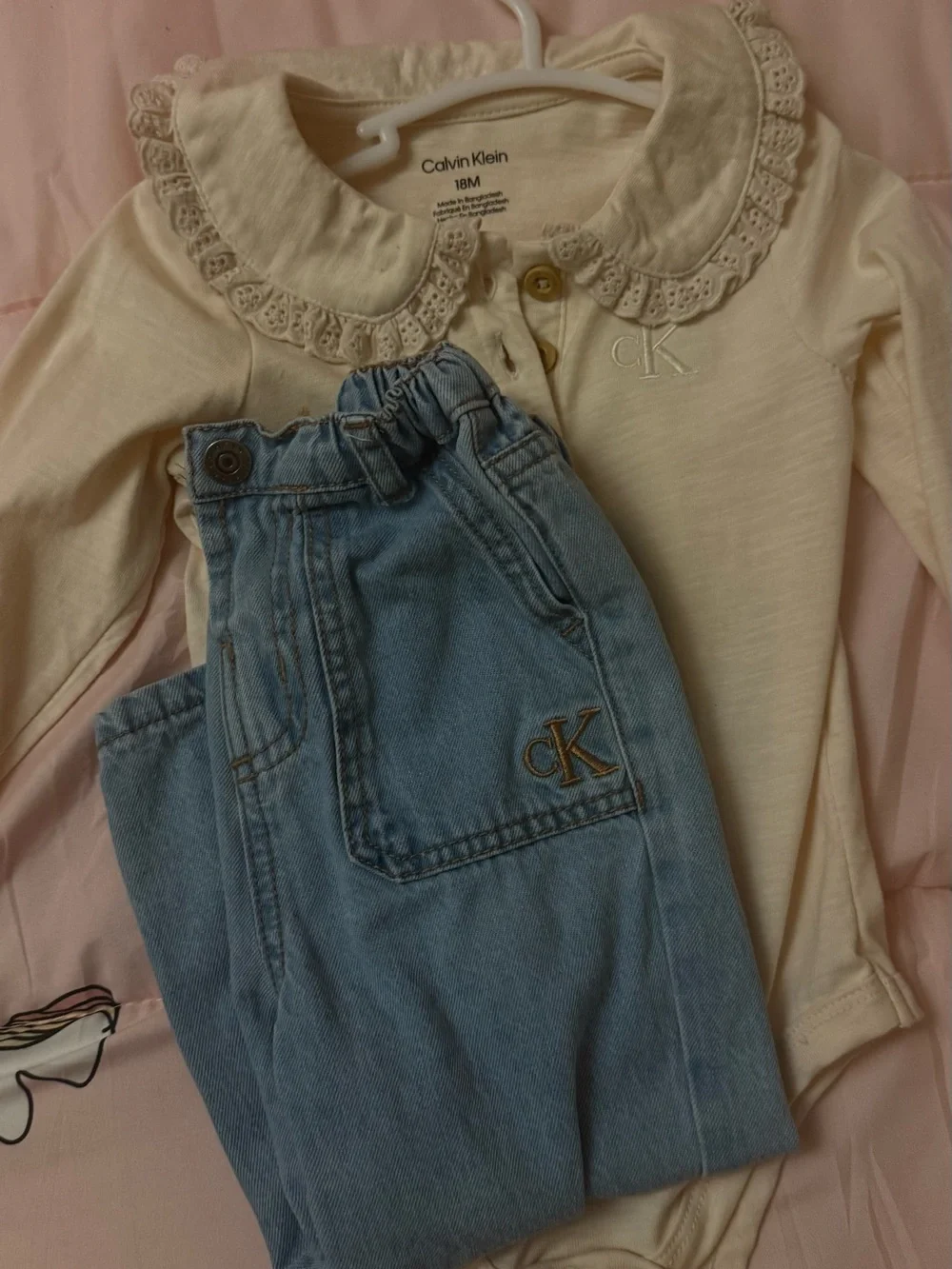 Calvin Klein Beige Floral-Print Kids Pajama Set